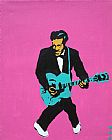 Pop art chuck berry on pink painting